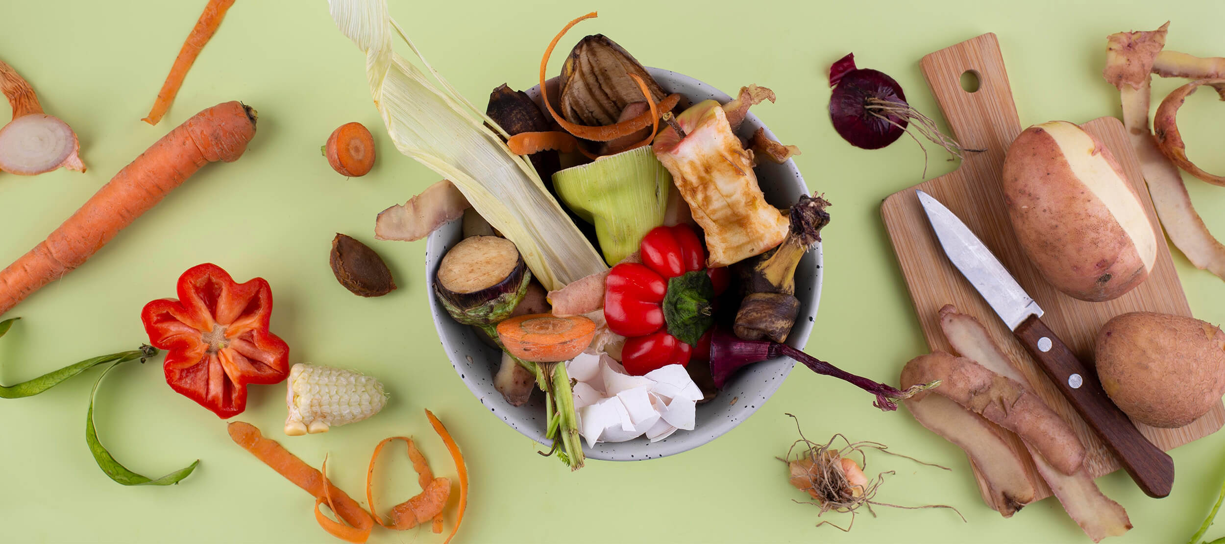 A display of a variety of food scraps. 
